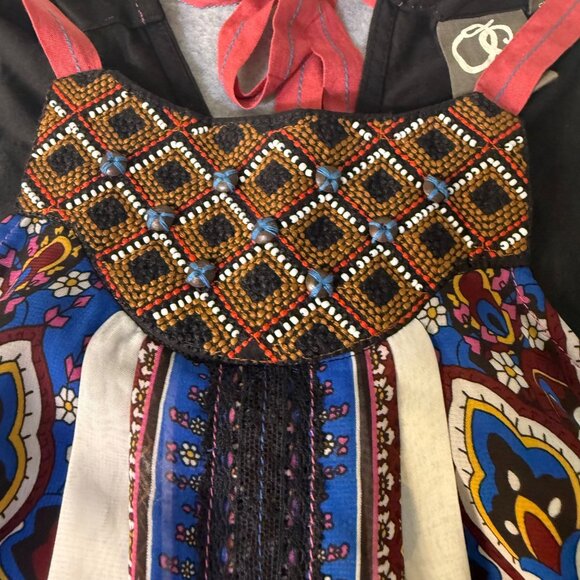 Anthropologie One September XS Sleeveless Beaded Front Boho Tank Tunic Top Black - Picture 3 of 6